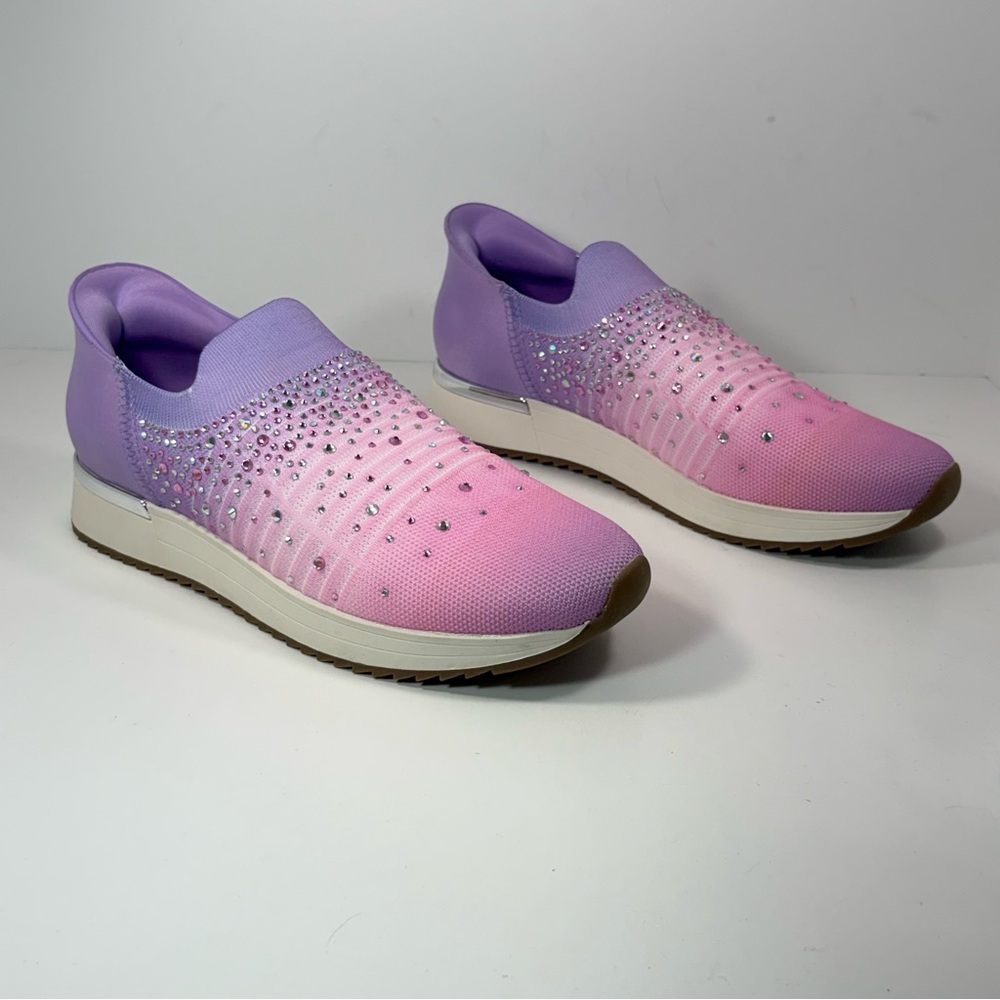 KENNETH COLE REACTION Womens 9.5 Cameron Jewels Easy On Slip On Pink Sneakers
